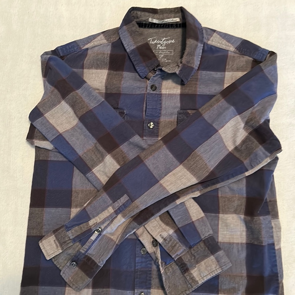 Twenty One Men Blue Plaid Flannel, Size M